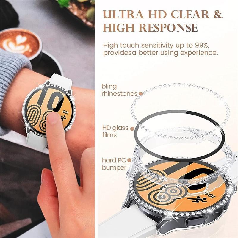 Rhinestone Decor Watch Case with Band, 1 Count Watch Protective Case with Band, Smart Watch Accessories Compatible with Samsung Galaxy Watch 7 Series