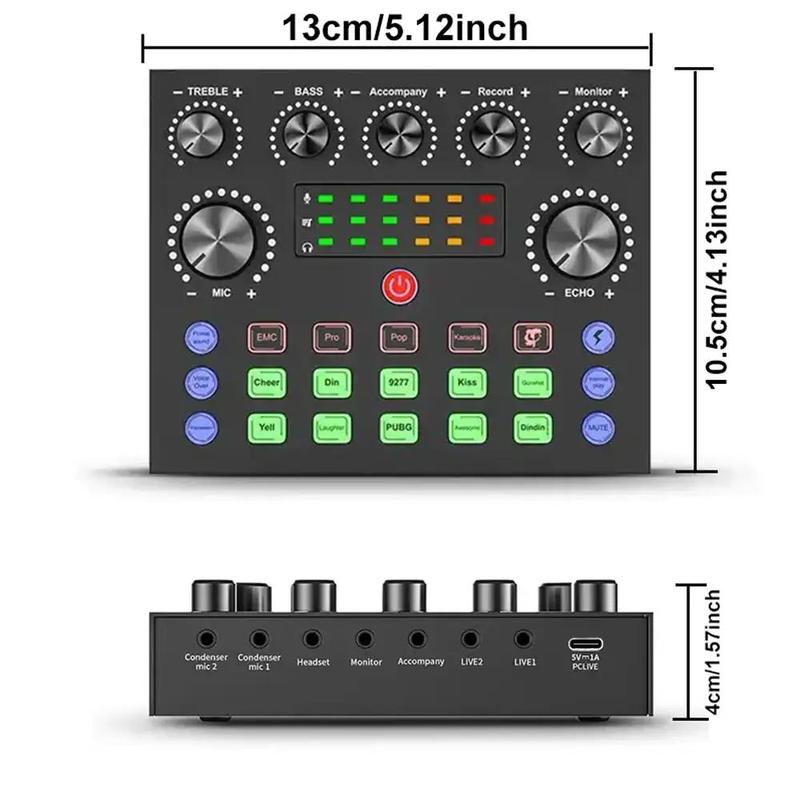 Audio Interface Live Sound Control Equipment, Audio Mixer with Sound Converter Mixer Control Live Stream, DJ Sound Control Equipment, Music Singing Game Live Equipment