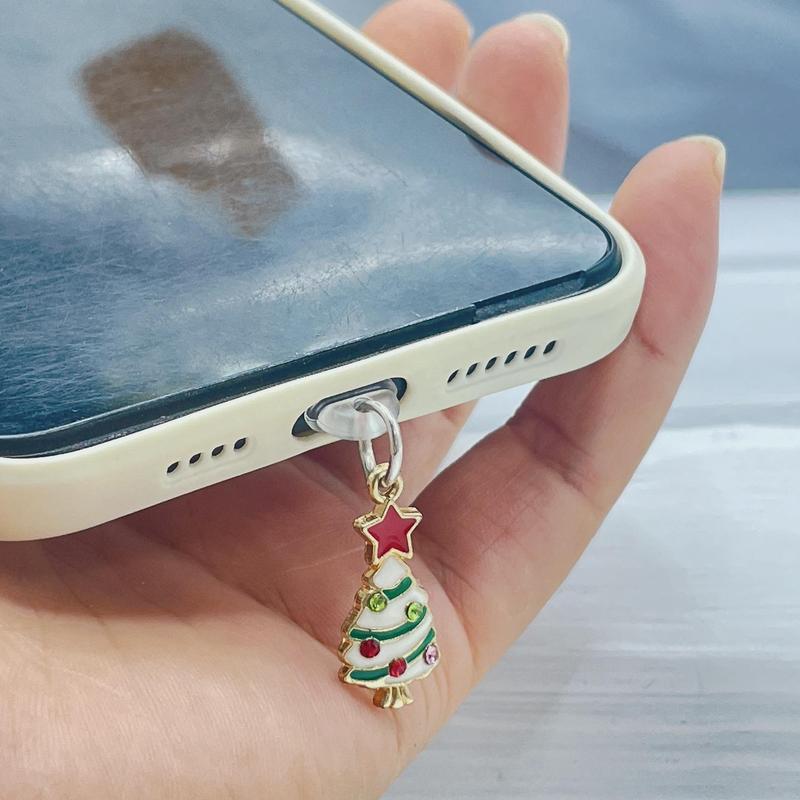 Cute Christmas Tree Design Phone Charging Port Dust Plug, Creative Design Phone Charging Port Dust Plug, Mobile Phone Accessories for Women & Girls