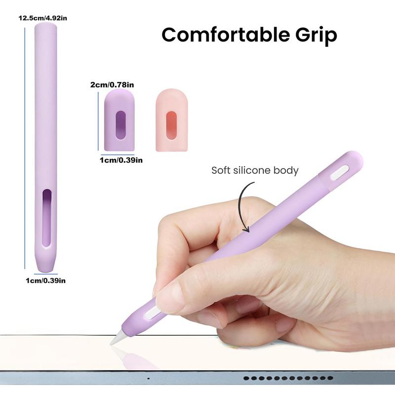 Silicone Protective Case for Apple Pencil, Anti-fall Silicone Protective Cover with 2 Counts Pen Caps, Tablet & Computer Accessories