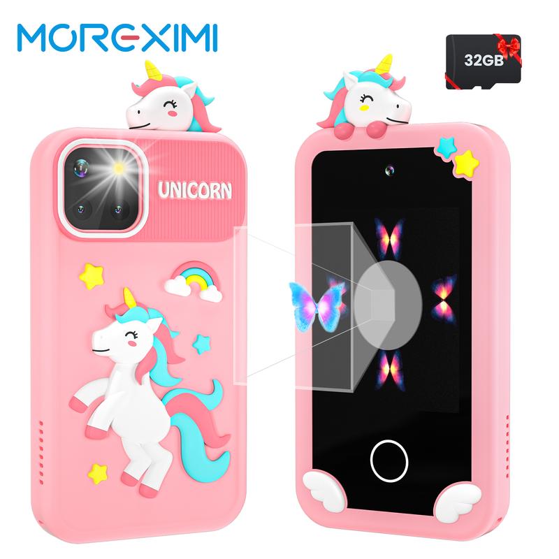 32GB SD Card Smartphone Toy for Kids, Birthday Gift Unicorn Toy Phone, Touch Screen HD Dual Camera Kids Phone, Travel Toy Preschool Learning Toy Mobile Educational