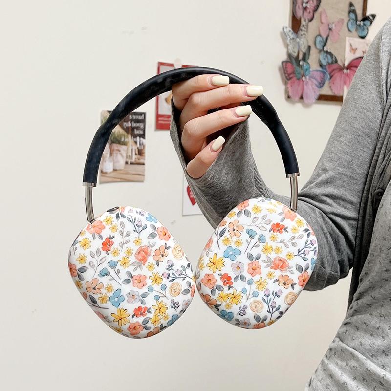 Floral Pattern Earphone Case, 1 Pair TPU Headphone Protective Cover, Durable Earphone Protector Cover for AirPods Max, Headphone Accessories