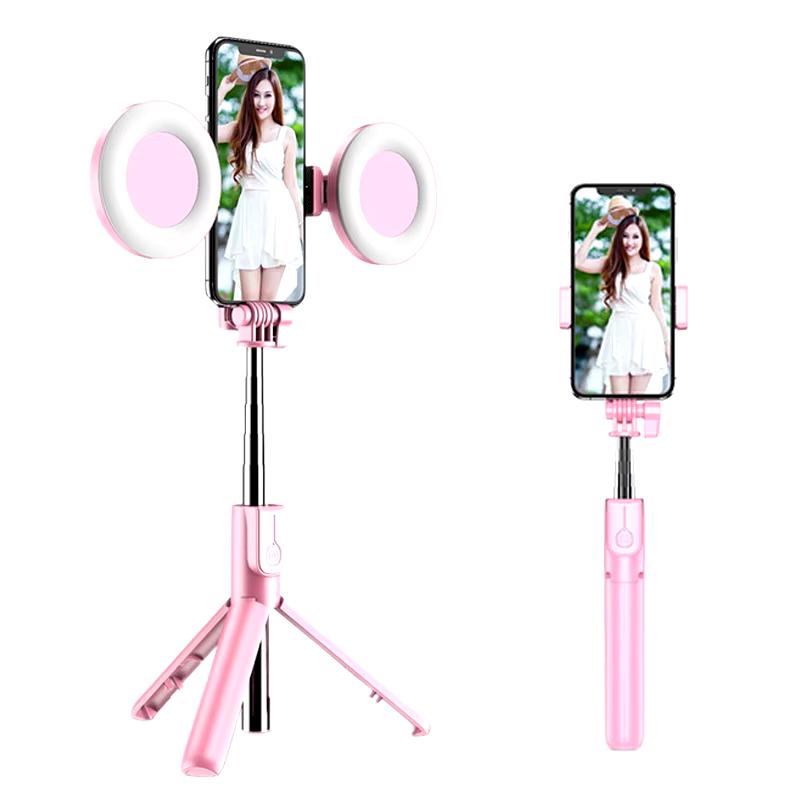 Ultimate 6 in 1 Bluetooth Wireless Selfie Stick Portable Ring Fill Light Folding Stand for Iphone Makeup Video Live Studio