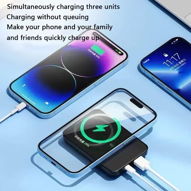 50,000 mAh Power Bank Magnetic Wireless Charger Devices Smartphone Charging Chargeable Accessories Compact