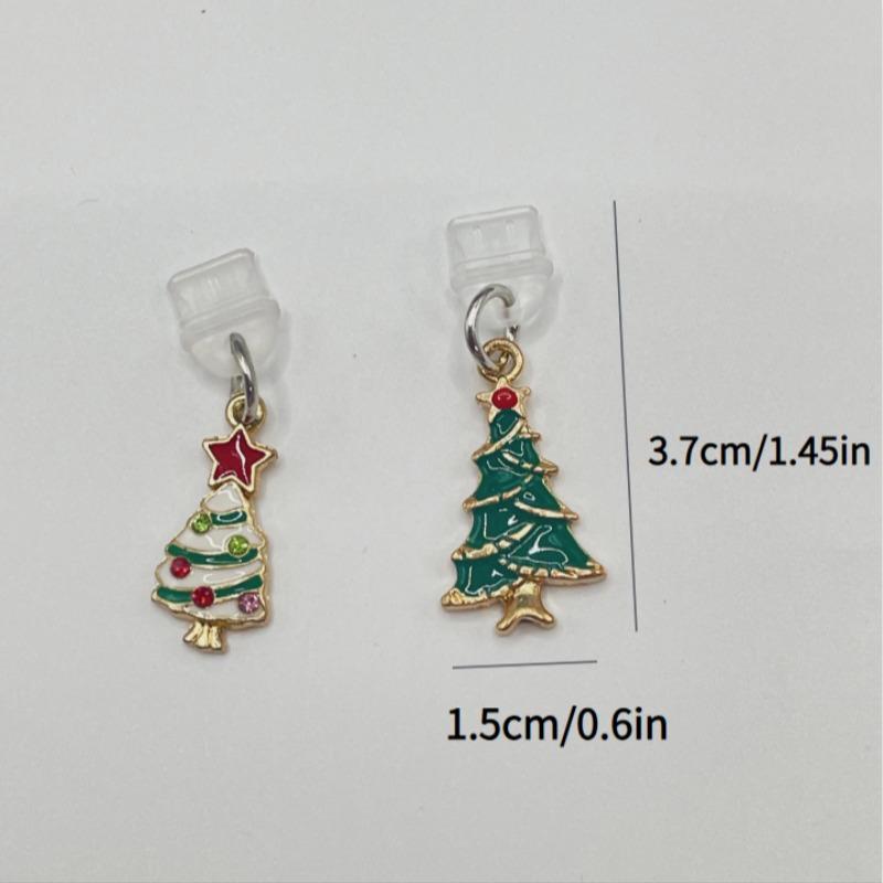 Cute Christmas Tree Design Phone Charging Port Dust Plug, Creative Design Phone Charging Port Dust Plug, Mobile Phone Accessories for Women & Girls