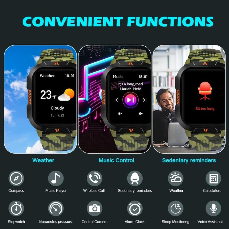 2024 Advanced Smart Fitness Watch - Activity & Fitness Tracker with 100+ Sports Modes, LED Altimeter, Barometer, 600mAh Battery, Multimedia Message Viewing, Weather Forecast, Pedometer, and Heart Rate Monitor for Android iPhone - Perfect Gift for Outdoor