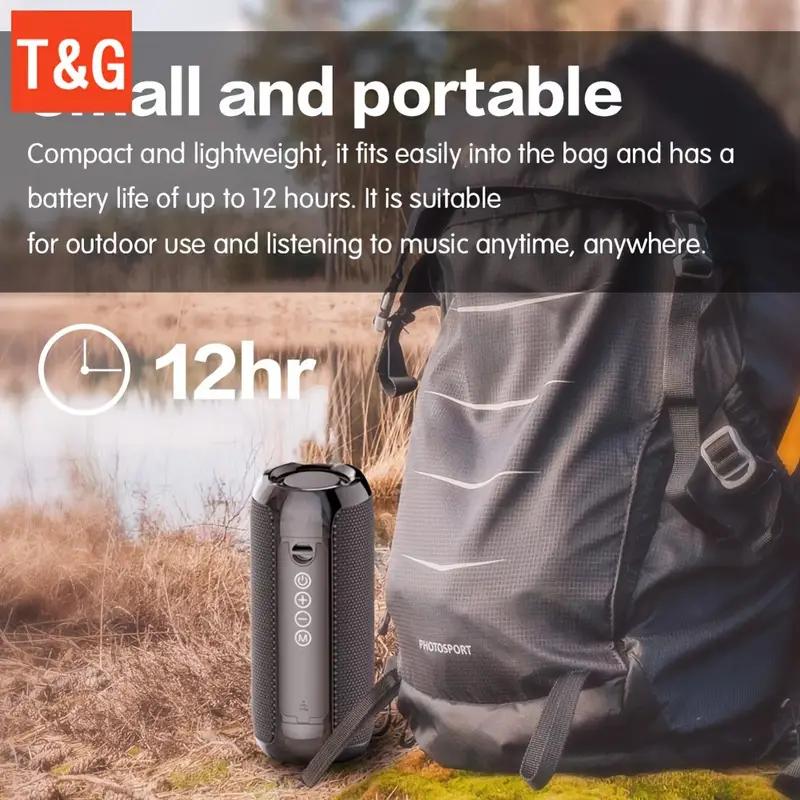 1pc TG117 Portable Wireless Speaker with Subwoofer - TWS Stereo, 3D Surround Sound, Aux & USB Input, Adjustable Volume, Hands-Free Calling, FM Radio, Rechargeable Battery, USB Charging, 36V Max, No Assembly Required, Ideal for Outdoor Use