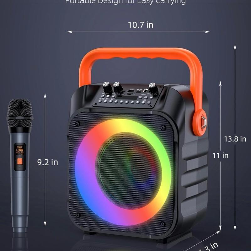 Karaoke Machine with 2 Wireless Microphones,Portable Karaoke Machine for Adults & Kids,Karaoke Microphone with PA System,Karaoke Speaker Supports for TWS,USB,FM,REC,AUX in,TF Card Audio Bluetooth Audio Bluetooth