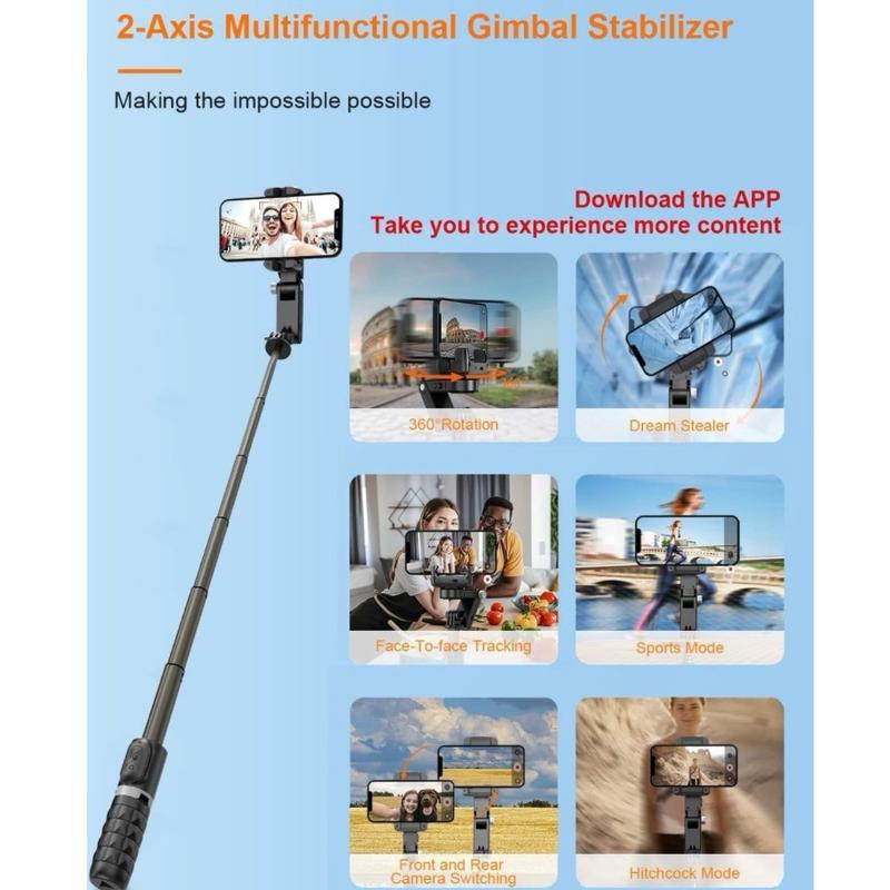 Gimbal Stabilizer for Smartphone,KOSCHEAL 2-Axis Auto Face Tracking Selfie Stick for iPhone,360°Rotation with Remote for Android and iPhone,Ideal for Vlogging,YouTube,TikTok Video Recording