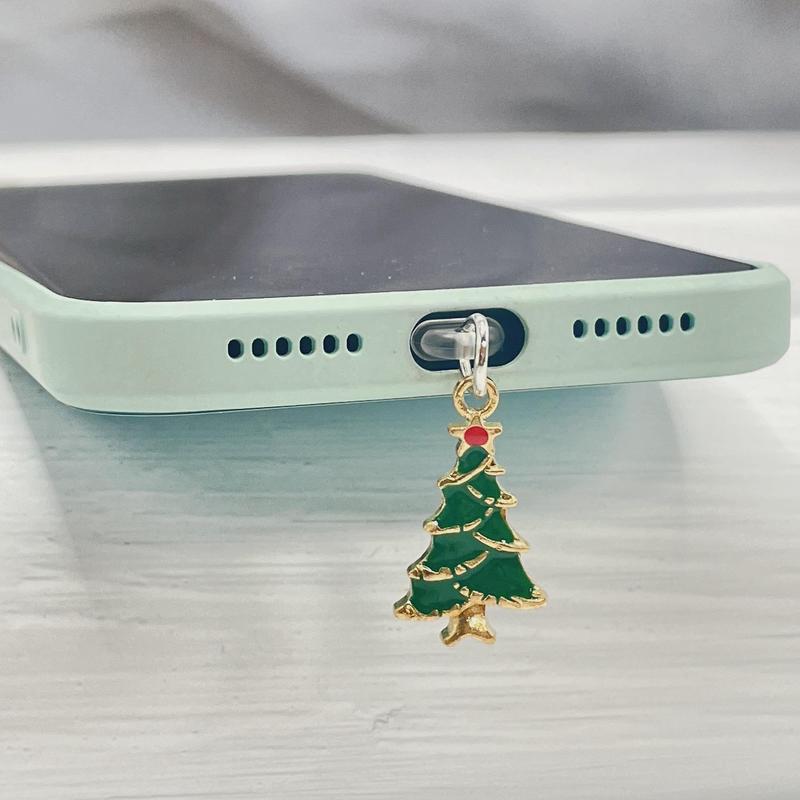 Cute Christmas Tree Design Phone Charging Port Dust Plug, Creative Design Phone Charging Port Dust Plug, Mobile Phone Accessories for Women & Girls