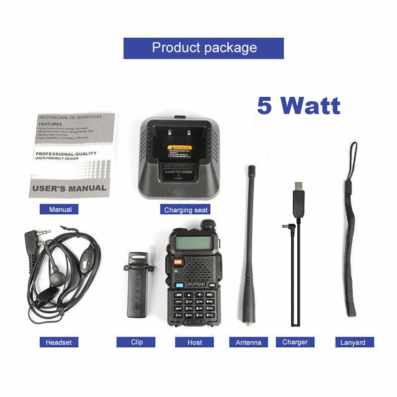 Baofeng UV-5R Two Way Radio Dual Band 144-148 420-450Mhz Walkie Talkie 1800mAh Li-ion Battery(Black) Portable wallets Audio Lcd