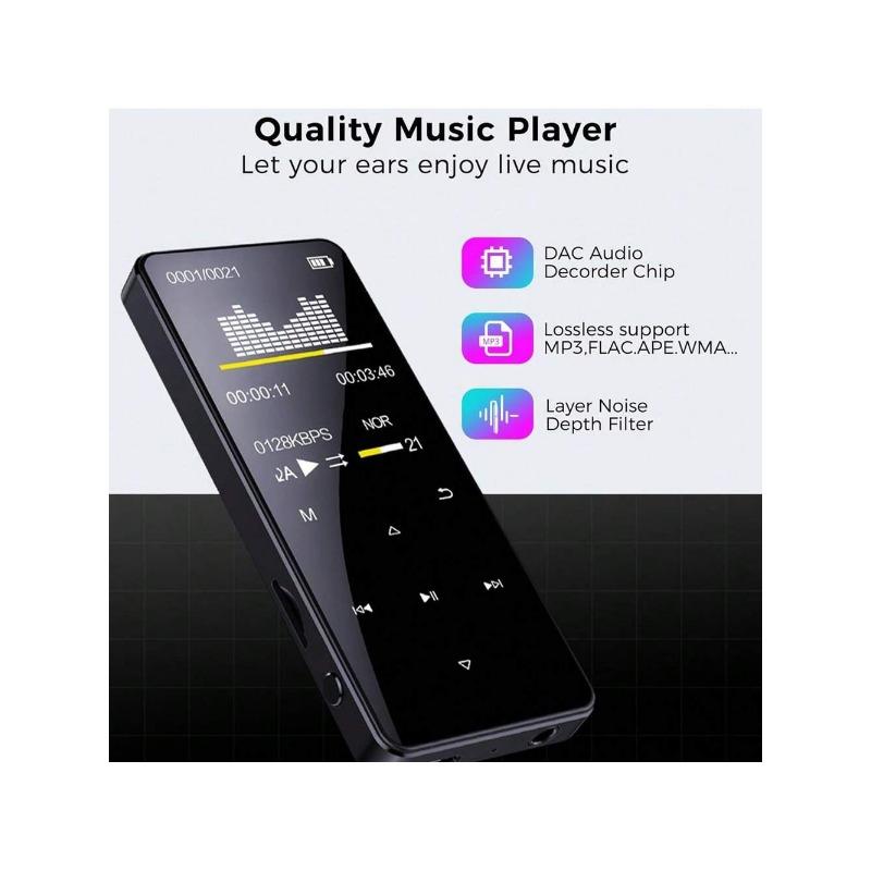 MP4 MP3 Player Multifunctional Full Touch Screen 4GB Support Up To 128GB SD Card Expansion Bluetooth Lossless Music FM Radio Recorder Sport Gifts for Men and Boys