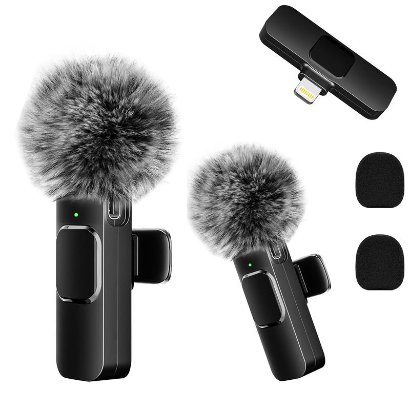 2Pcs Professional Wireless Lavalier Lapel Microphone for Cell Phone, iPad - Cordless Omnidirectional Condenser Recording Mic with clear Audio for Smartphone Interview Video Podcast Vlog TikTok