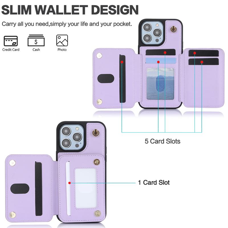 Wallet Case for iPhone 16 15 Pro Max 14 13 12 11 Pro Max 16 Plus PU Leather RFID Blocking Card Wallet Flip Stand Cover Crossbody Lanyard Strap Wristband