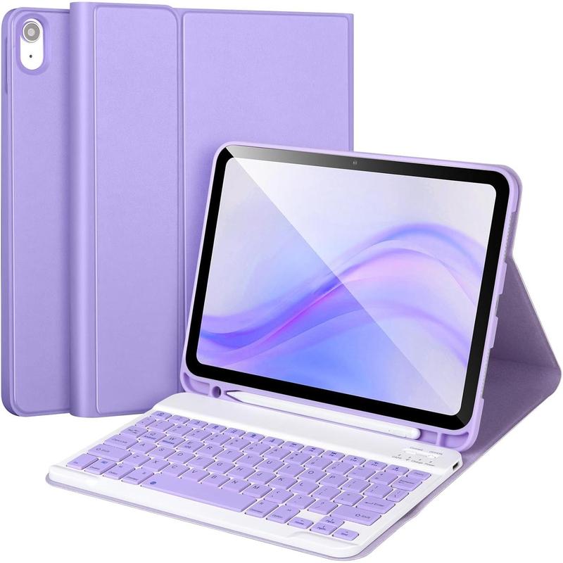 iPad 10th Generation Case with Keyboard,Keyboard Case for iPad 10th Gen 2022 10.9Keyboard for iPad 10th Gen with Pencil Holder,Detachable  Keyboard Case for iPad 10.9 2022 (Purple)