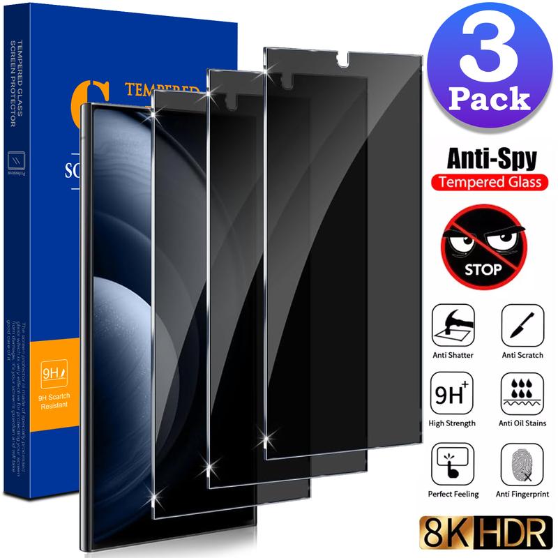 3 Pack For Samsung Galaxy S24 Ultra S24 Plus S24 Privacy Anti-Spy Tempered Glass Screen Protector