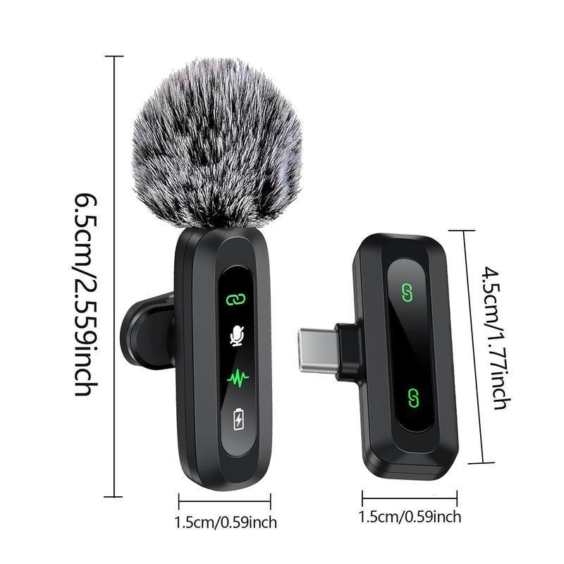 Wireless Microphone, Professional Wireless Microphone for iPhone & Android Phone, Lapel Mic for Video Recording, Teaching, Interviews, Podcast