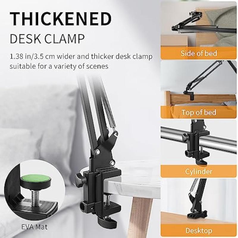 〖Black Friday〗UGIFT Adjustable Tablet Stand for Desk, Carbon Steel Tablet Phone Holder for Bed, Flexible Tablet Arm Clamp Compatible with iPhone,iPad,Galaxy,Switch。 Accessories Smartphone Mount Computer