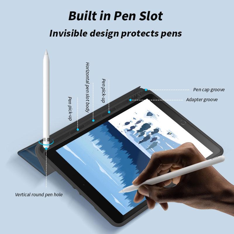 Fashion Tablet Case with Pencil Holder, 1 Count Auto Sleep Wake Tablet Protective Cover, Tablet Accessories Compatible with iPad