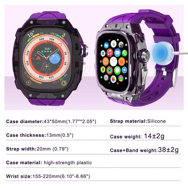 Clear Watch Case with Watch Band, 1 Count Solid Color Watch Protector Case with Watch Band, Smartwatch Protective Cover Compatible with Apple Watch Ultra-1 2 49mm