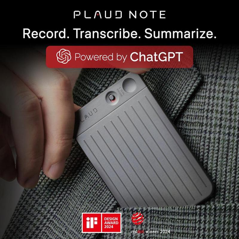 FREE GPT-4o Transcription & Summarization - PLAUD NOTE: ChatGPT Empowered AI Voice Recorder Audio Recording