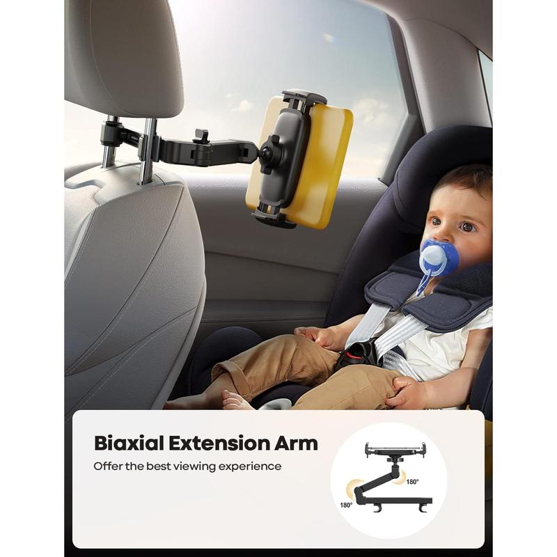 Car Headrest Tablet Holder - [3 in 1 Extension Arm] Adjustable Tablet Car Mount for Back Seat, Road Trip Essentials for Kids, for 4.7-11