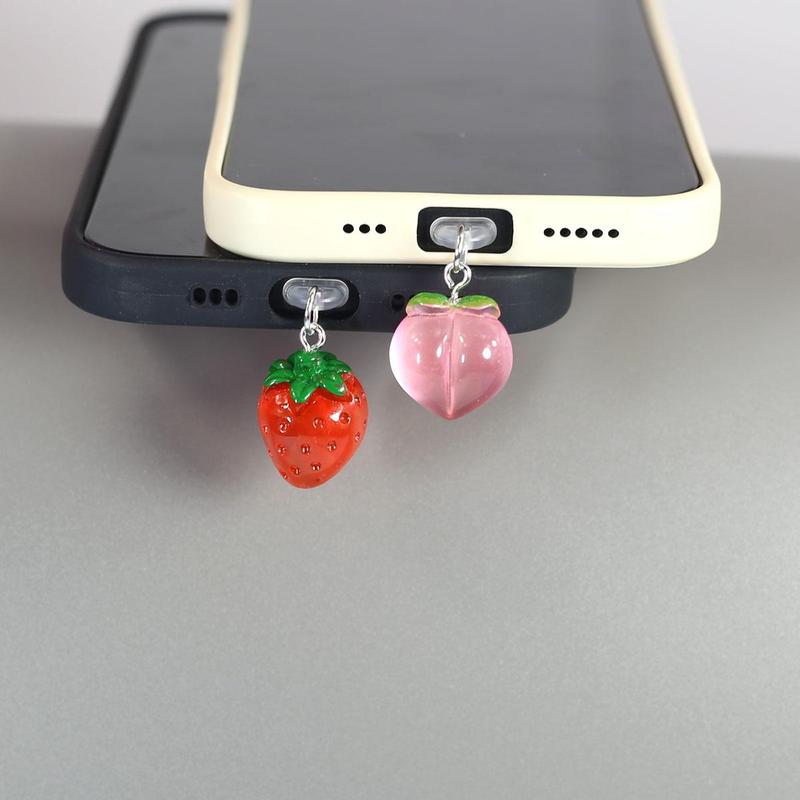 Cute Strawberry Peach Design Phone Dust Plug (1 Count), Creative Phone Dust Plug, Phone Accessories for iPhone & Samsung