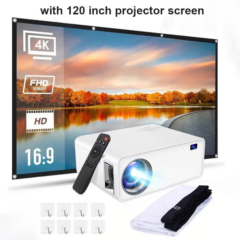 Mini Projector ,WiFi and Bluetooth, Electric Keystone  5G 4K Supported Projector, Max 200” Display, 50% Zoom Outdoor Projector for iOS Android HDMI USB TV Stick PS5,HDMI cable, Screen mirror projector Audio Portable Electronic Flash Game Lcd Crystal