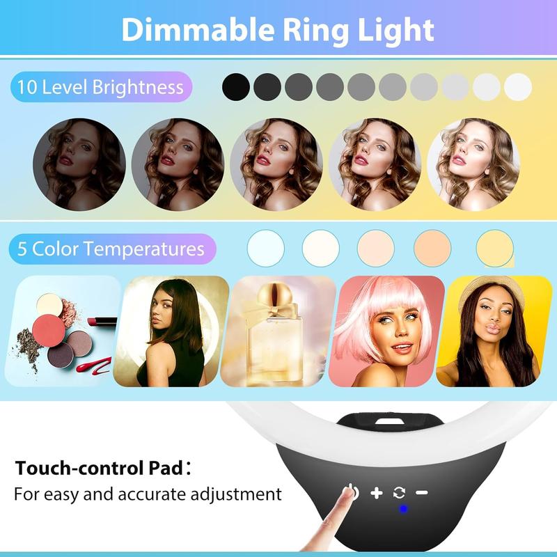 12-inch Ring Light with 67-inch Selfie Stick, Tripod and Phone Holder, Selfie Remote Control Circle Light for Live Stream Video Recording TikTok, Compatible with All Phones and Cameras Accessories Adjustable