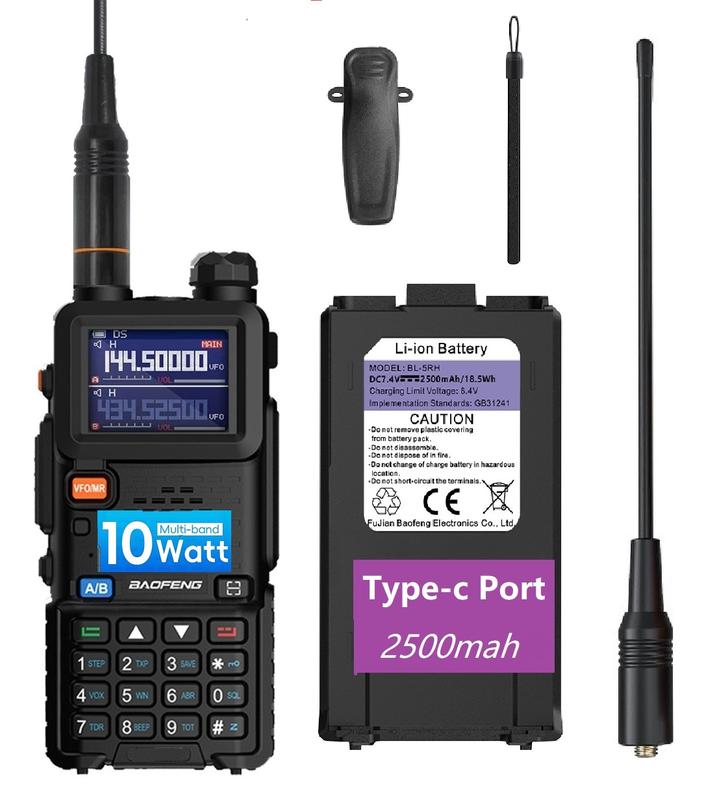 BAOFENG UV-5RH (5RM)GMRS Handheld Radio Long Range Rechargeable 999 Channels GM-5RH Walkie Talkies with GMRS Repeater Capable,NOAA Weather Receiver,Copy Frequency,Support Chirp Audio Charging Communication Durable Communication Durable