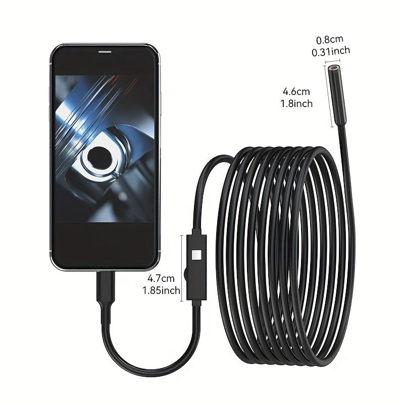 Mini HD Endoscope Camera Waterproof IP67 Adjustable 196.85 Inch Hardline 8mm Industrial Endoscope Camera 8 LED Endoscope For Iphone Mobile Phone