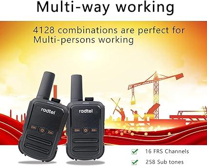 Radtel RT12 Walkie Talkies for Adults Rechargeable 2 Pack, Long Range Handheld FRS Two Way Radio 16CH Handsfree VOX for Camping Hiking