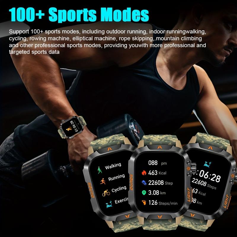 2024 Advanced Smart Fitness Watch - Activity & Fitness Tracker with 100+ Sports Modes, LED Altimeter, Barometer, 600mAh Battery, Multimedia Message Viewing, Weather Forecast, Pedometer, and Heart Rate Monitor for Android iPhone - Perfect Gift for Outdoor