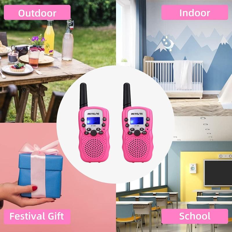 Walkie Talkies for , Toys Long Range 2 Way Radio, Walkie Talkie for Birthday Gifts Outdoor Camping Family Trip(Pink 1 Pair).Safety light Clear calls  Easy to operate   Christmas gift