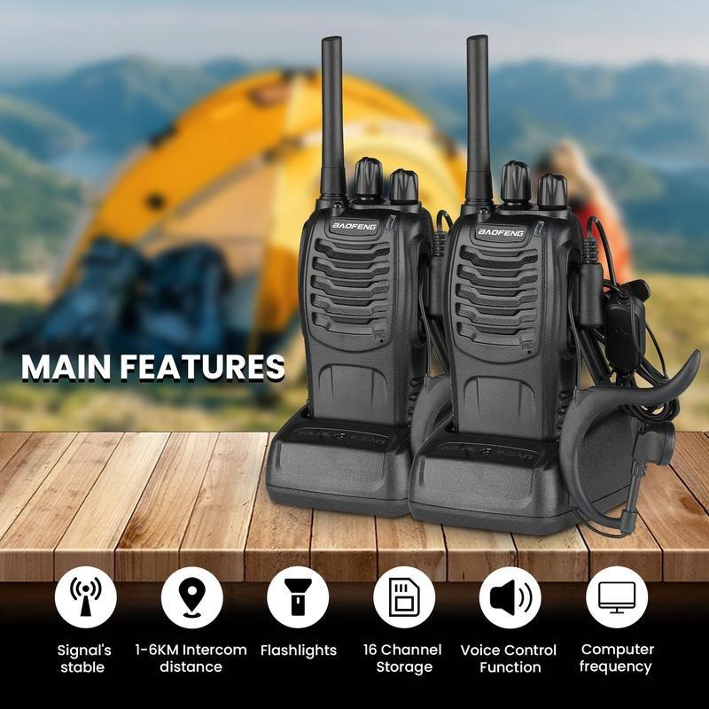 2pcs 88A 5W Dual Band Ham Radio Handheld Long Range Radio Walkie Talkie, 1500mAH 10KM FRS Frequency Dual Standby Dual Display 5W Handheld Two Way Radio Walkie Talkie Black, outdoor organizer high capacity battery radio Adult(5W Full Kits)