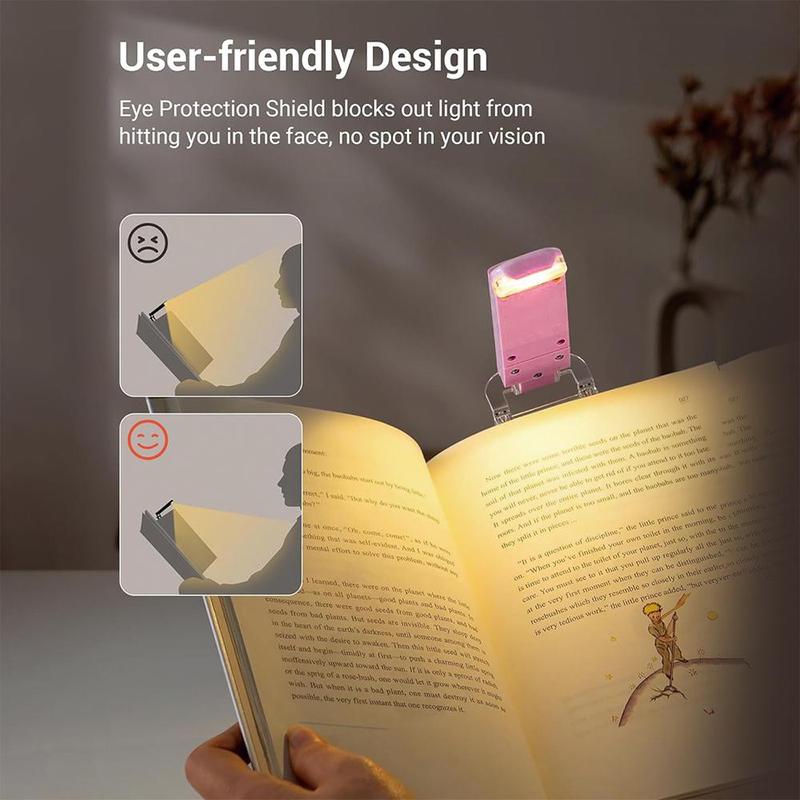 USB Rechargeable Book Light, 1 Count LED Clip on Portable Bookmark Light, Brightness Adjustable Eye-protection Bookmark Light for Reading in Bed, Car