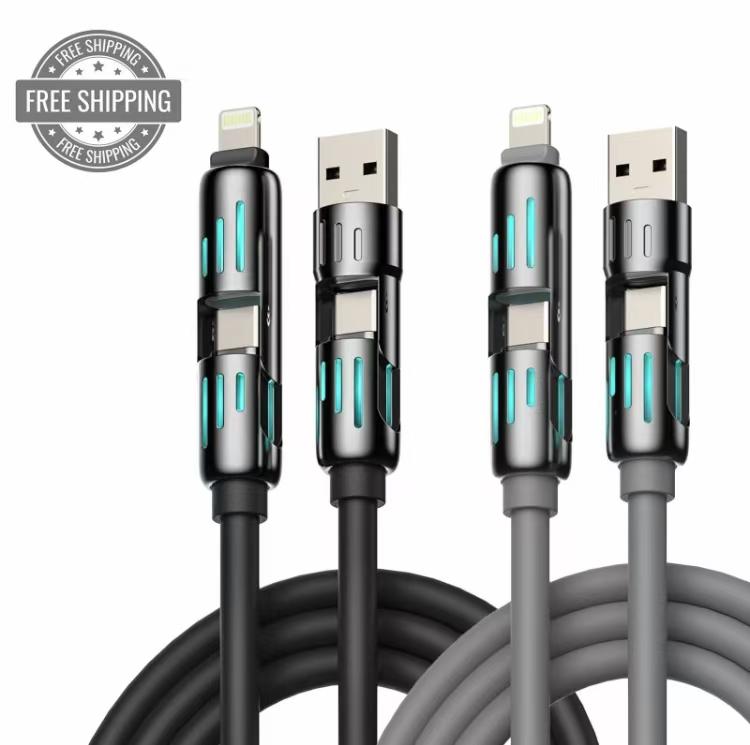 Expensive is better to use 240W 4-in-1 MultiUSBCharging Cable with USB A,TypeC,Lightning port,MAX Fast Charging&Data Sync for iPhone 16 15iPadPro,Samsung & Laptops