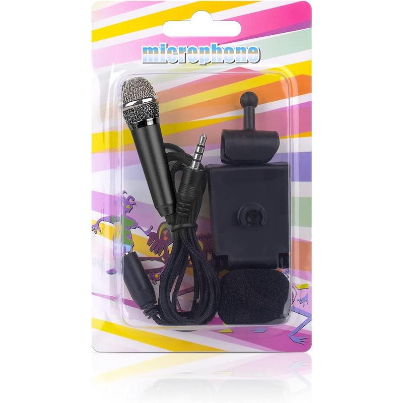 Mini Portable vocal trument microphone for voice video recording singing, vlogging, podcasting, tiny microphone for iPhone android phone computer latop notebook tablet iPad (black) Adapter Audio