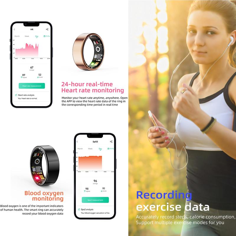 PIIY New Upgrade2.0 Smart Ring,Health Tracker for Women & Men,IP68 Waterproof Fitness Tracker,7-Day Battery Life Activity & Sleep Tracker Heart Rate Monitor Care for faimilies Remote camera,Health Rings for Gift,Compatible with iOS&Android,Smart Wearables