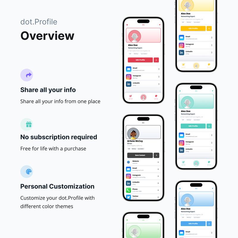 dot. thin - Digital Business Card - Tap to Share NFC - iPhone & Android