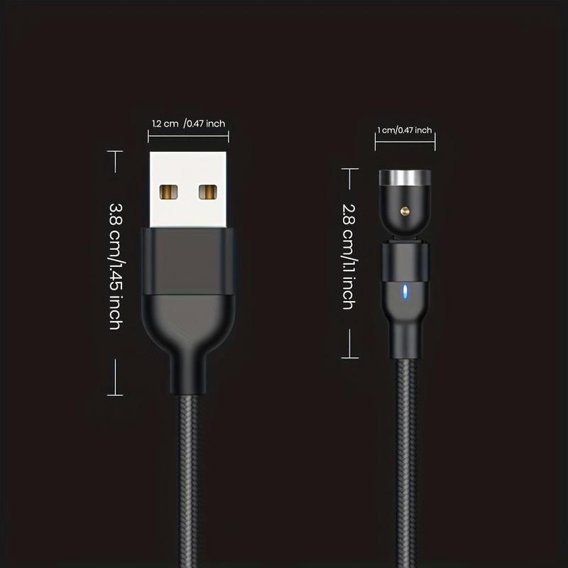 3 In 1 Magnetic Charging Cable, 1 Count 540° Rotating Magnetic Phone Charger, Nylon Braided Magnetic USB Cable For Micro USB Type C Device