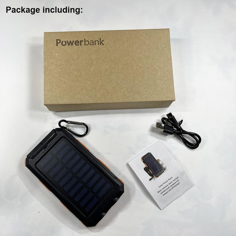 Portable Solar Power Bank, 1 Count 8000mAh Solar Charger with Double Bright LED Flashlight, Multifunction Power Banks for Outdoor Camping