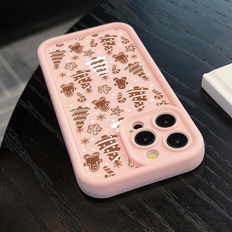 Cute Gingerbread Man Pattern Phone Case, Phone Protective Cover, Fashion Shockproof Mobile Phone Accessories Compatible with iPhone Series