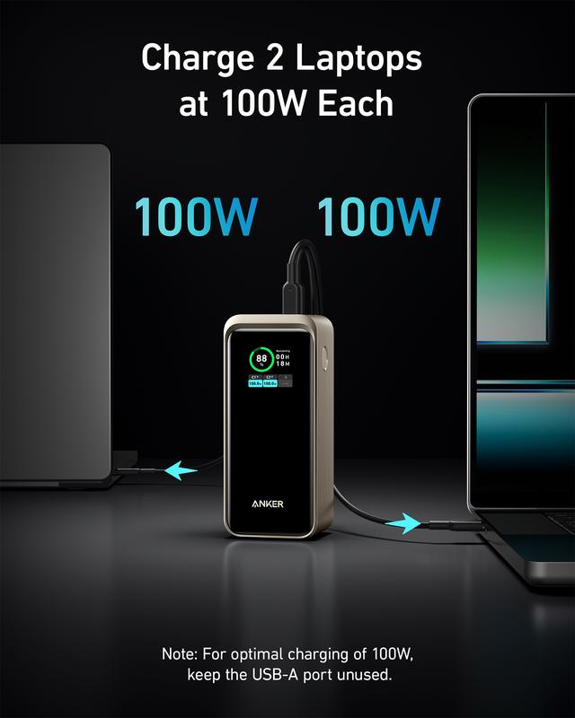 Anker Prime Power Bank, 20,000mAh Portable Charger with 200W Output, Smart Digital Display, 2 USB-C and 1 USB-A Port Compatible with iPhone 16 15 14 13 Series, Samsung, MacBook, Dell, and More