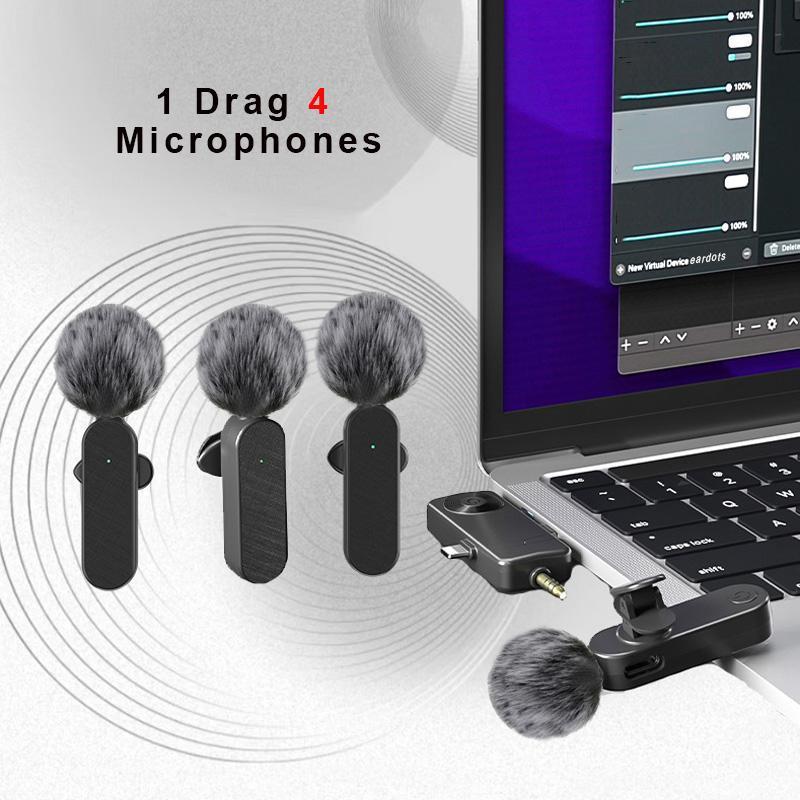 Wireless Microphone for Live Streaming & Podcasting, Rechargeable Wireless Microphone Set, Wireless Portable Microphone Kit Compatible with Multiple Devices