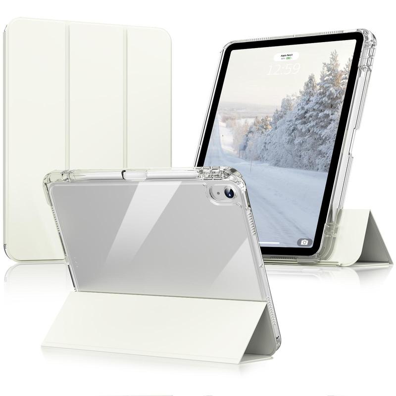 Clear Tablet Case with Pen Holder, 1 Count Removable Magnetic Cover, Vertical Stand Tablet Case Compatible with iPad