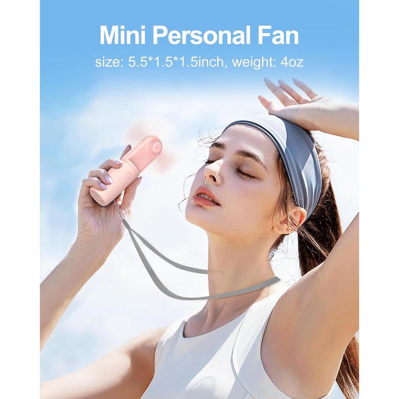 Handheld Fan Powerful Mini Fan USB Rechargeable Portable Fan Battery Operated Small Fan Little Makeup Lash Fan Hand Held Personal Fan for Travel Beach Vacation, 10-15.5H Working, Pink