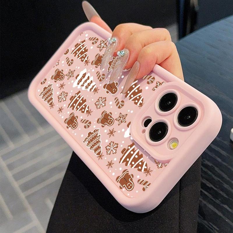 Cute Gingerbread Man Pattern Phone Case, Phone Protective Cover, Fashion Shockproof Mobile Phone Accessories Compatible with iPhone Series