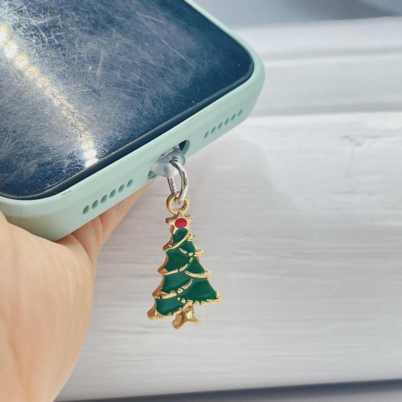 Cute Christmas Tree Design Phone Charging Port Dust Plug, Creative Design Phone Charging Port Dust Plug, Mobile Phone Accessories for Women & Girls