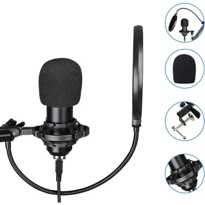 Professional Podcasting Equipment Bundle, USB Rechargeable Condenser Microphone with Voice Changer, Studio Equipment for Live Broadcast & Streaming Singing